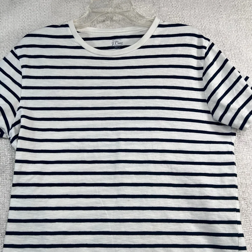 J.Crew Womens Striped Short Sleeve Knit T-Shirt Navy‎ White Large